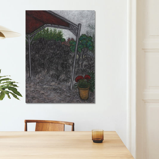 christine bae red ceiling canvas print open edition