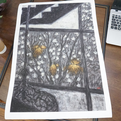 Three Yellow Light Framed Fine Art Paper Print Open Edition