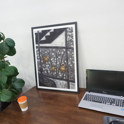 Three Yellow Light Framed Fine Art Paper Print Open Edition