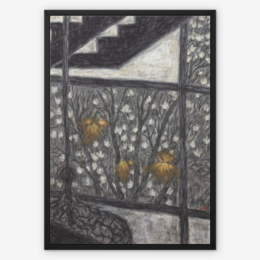 Three Yellow Light Framed Canvas Print