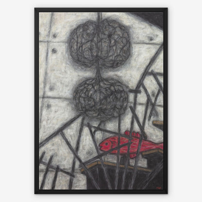 Christine Bae Hot Pink Fish Framed Canvas Print