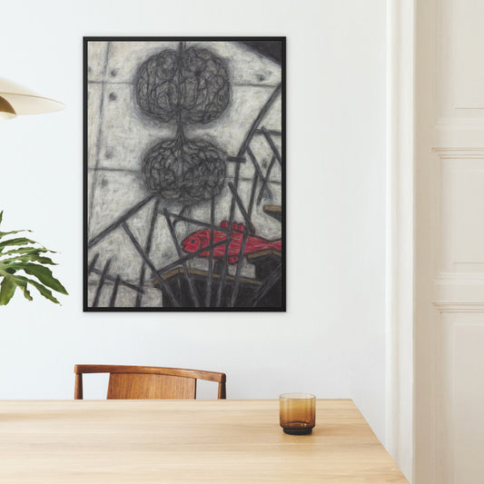 Christine Bae Hot Pink Fish Framed Canvas Print