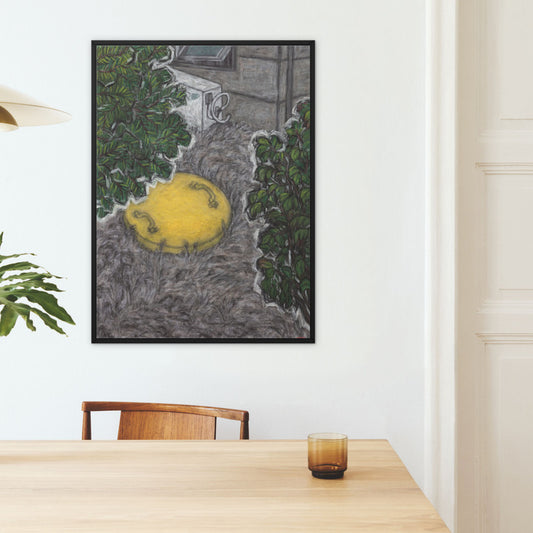 Christine Bae Quiet2 Yellow Circle Framed Canvas Print