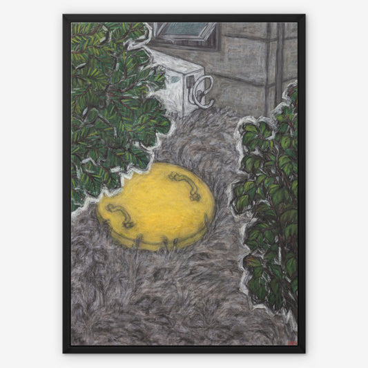 Christine Bae Quiet2 Yellow Circle Framed Canvas Print