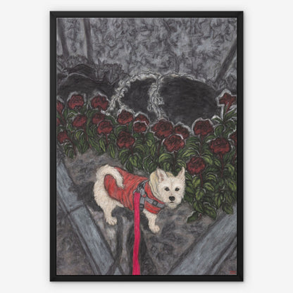 Red Flower and Pucci Framed Canvas Print