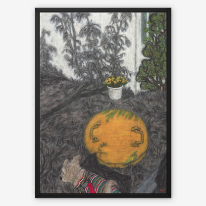 Christine Bae Quiet#1(Yellow Circle) Framed Canvas Print