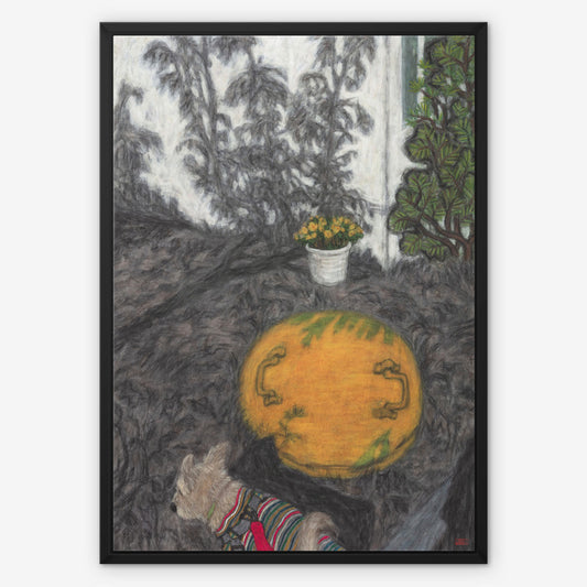 Christine Bae Quiet#1(Yellow Circle) Framed Canvas Print
