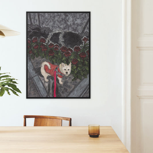 Red Flower and Pucci Framed Canvas Print