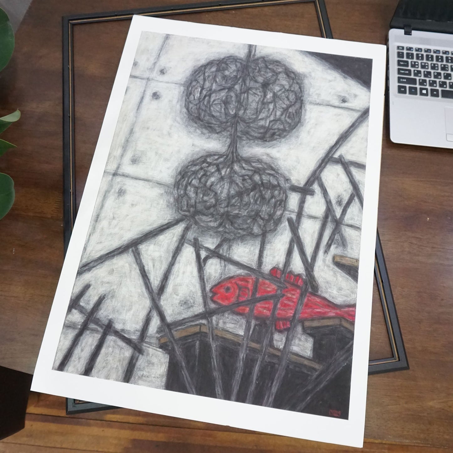 Christine Bae Hot Pink Fish Framed Fine Art Paper Print Open Edition