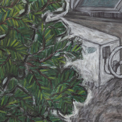 Christine Bae Quiet2 Yellow Circle Framed Canvas Print