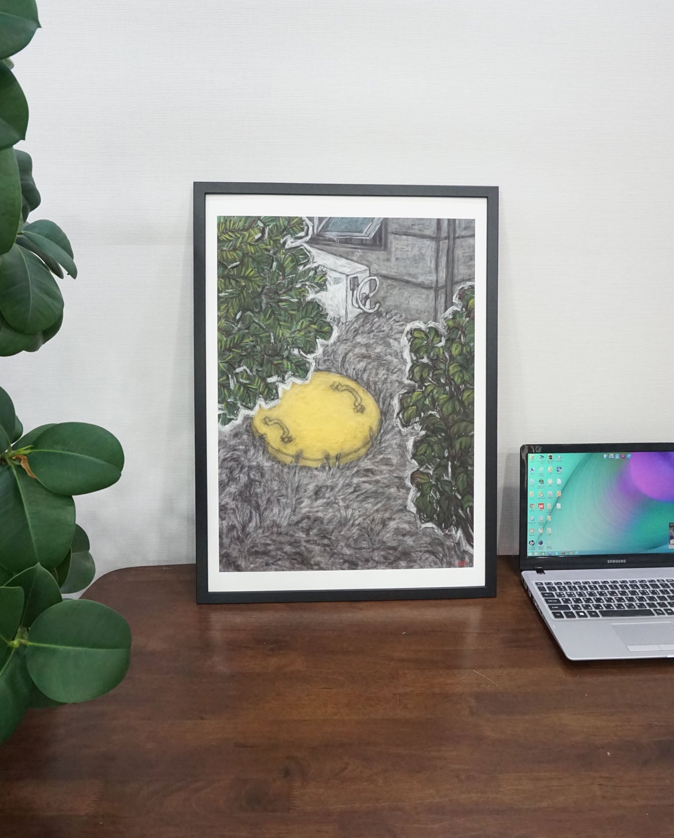 Christine Bae Quiet#2(Yellow Circle2) Framed Fine Art Paper Print Open Edition