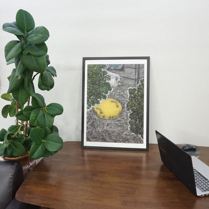 Christine Bae Quiet#2(Yellow Circle2) Framed Fine Art Paper Print Open Edition