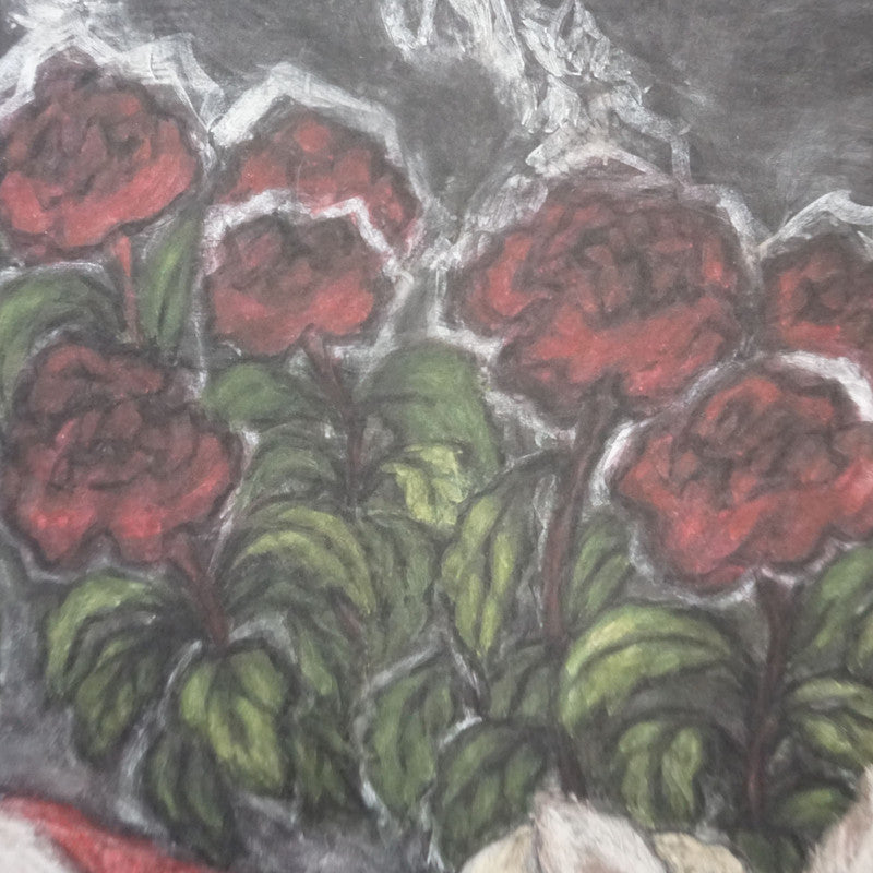 Red Flower and Pucci Framed Canvas Print