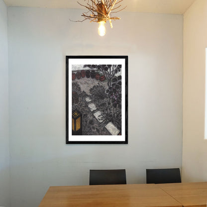 One Summer Day White Step Stones Giclee Framed Fine Art Paper Print Open Edition