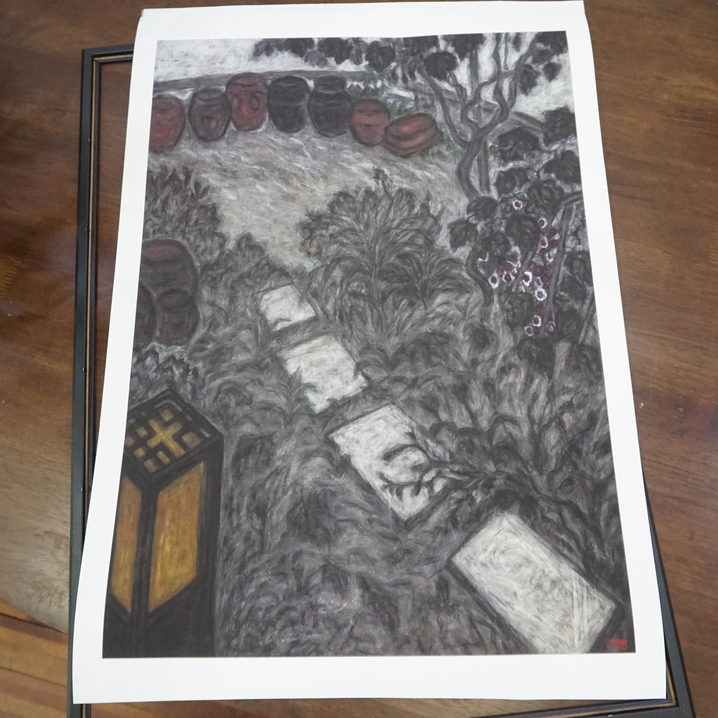 One Summer Day White Step Stones Giclee Framed Fine Art Paper Print Open Edition