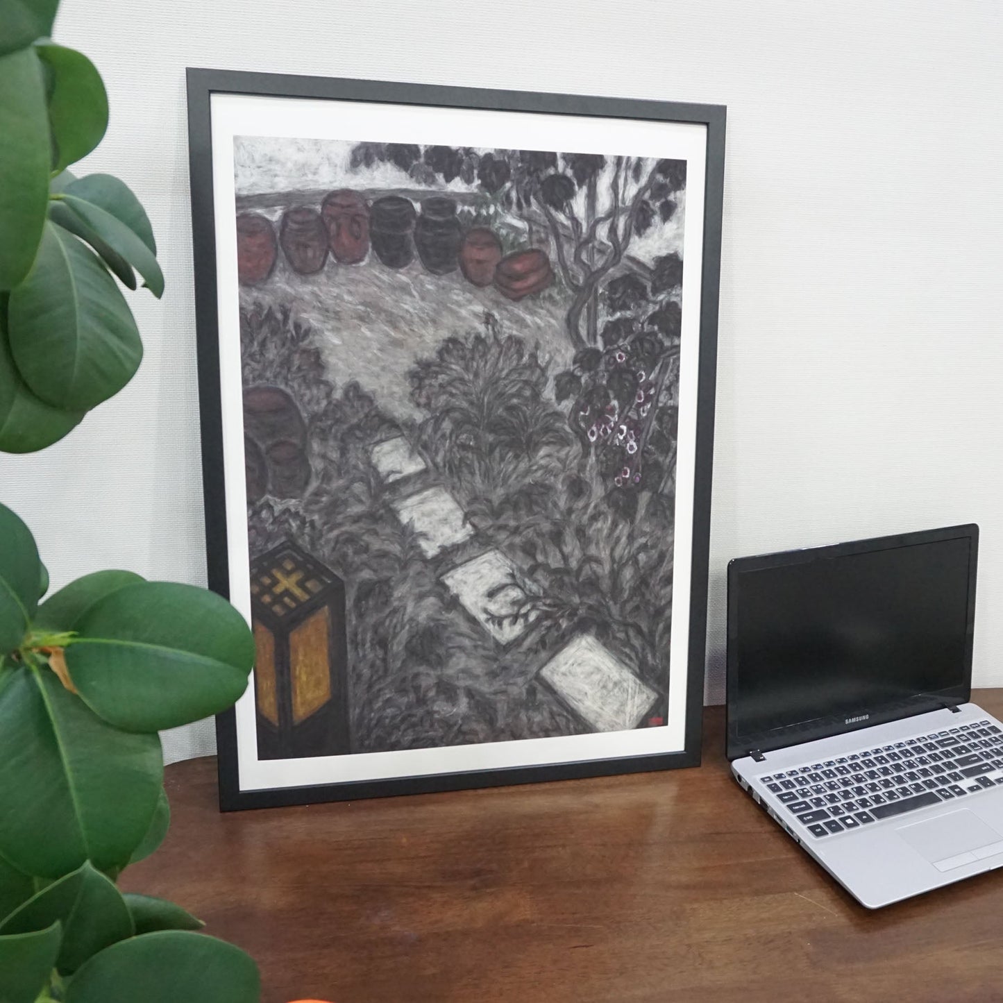 One Summer Day White Step Stones Giclee Framed Fine Art Paper Print Open Edition